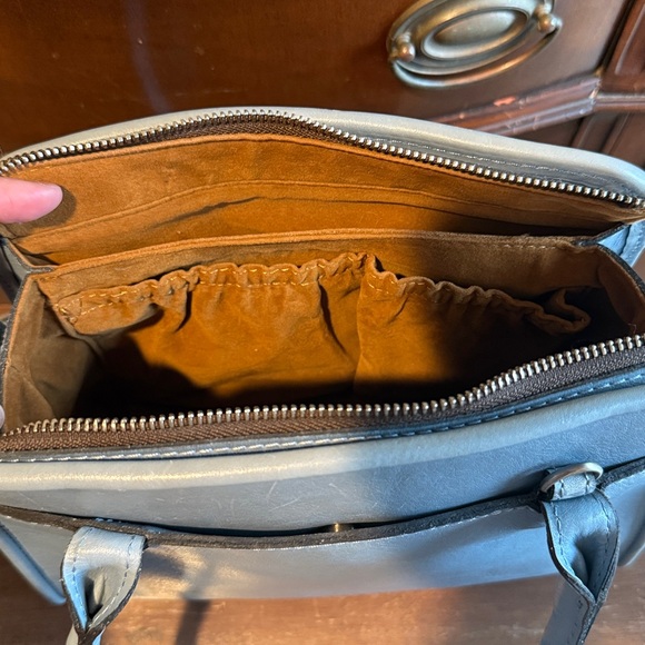 PATRICIA NASH ROSE TOOLED PARIS MIRAGE Blue LEATHER SATCHEL/CROSSBODY HANDBAG - Picture 8 of 9